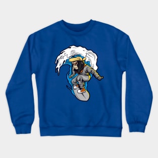 Monkey surfer waves Crewneck Sweatshirt